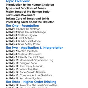 Human Skeleton Bones And Joints Worksheet Activity Booklet
