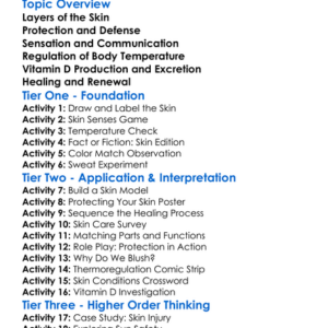 Human Skin And Its Functions Worksheet Activity Booklet