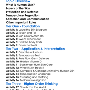 Human Skin And Its Roles Worksheet Activity Booklet