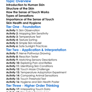 Human Skin And Sense Of Touch Worksheet Activity Booklet