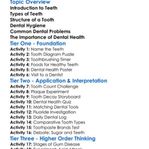 Human Teeth And Dental Health Worksheet Activity Booklet