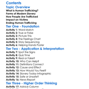 Human Trafficking And Modern Slavery Worksheet Activity Booklet