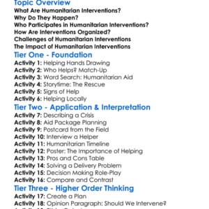 Humanitarian Interventions Worksheet Activity Booklet