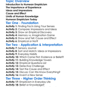 Humean Empiricism Worksheet Activity Booklet