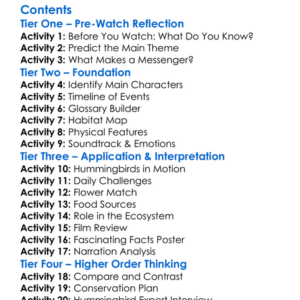 Hummingbirds Jewelled Messengers 2012 Worksheet Activity Booklet