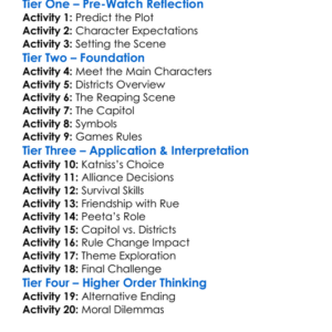 Hunger Games 1 Worksheet Activity Booklet