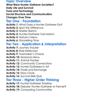 Hunter-Gatherer Societies Worksheet Activity Booklet