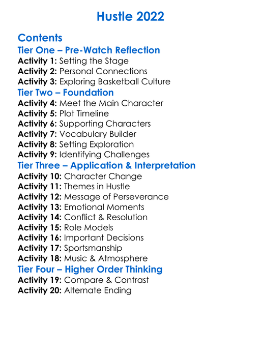Hustle 2022 Worksheet Activity Booklet