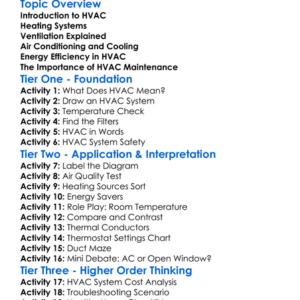 Hvac Systems Principles Worksheet Activity Booklet