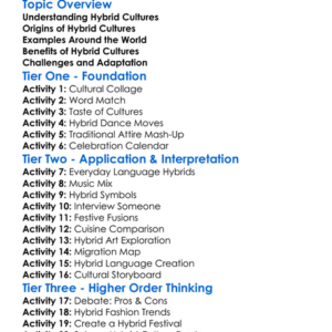 Hybrid Cultures Worksheet Activity Booklet