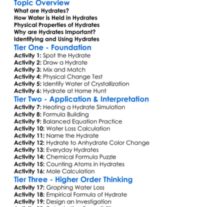 Hydrates Worksheet Activity Booklet