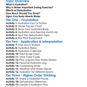 Hydration And Exercise Worksheet Activity Booklet