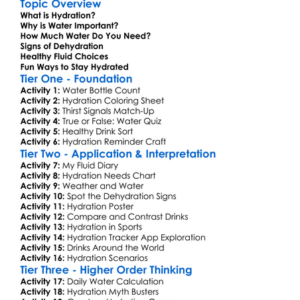 Hydration And Fluid Intake Worksheet Activity Booklet
