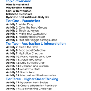 Hydration And Nutrition Worksheet Activity Booklet