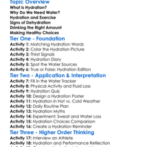 Hydration And Physical Performance Worksheet Activity Booklet
