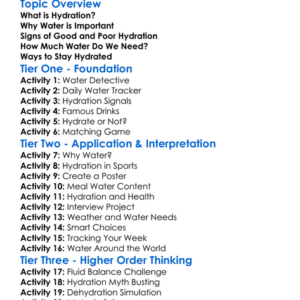Hydration And Water Intake Worksheet Activity Booklet