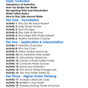 Hydration And Water Safety Worksheet Activity Booklet