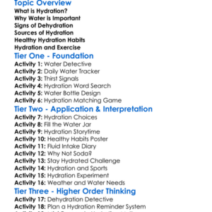 Hydration Worksheet Activity Booklet