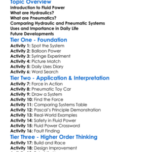 Hydraulic And Pneumatic Systems Worksheet Activity Booklet
