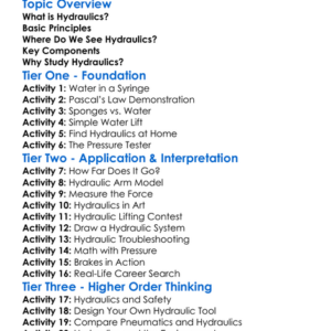 Hydraulics Worksheet Activity Booklet