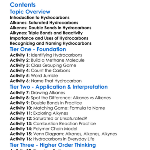 Hydrocarbons Alkanes Alkenes Alkynes Worksheet Activity Booklet