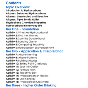 Hydrocarbons Alkanes Alkenes And Alkynes Worksheet Activity Booklet