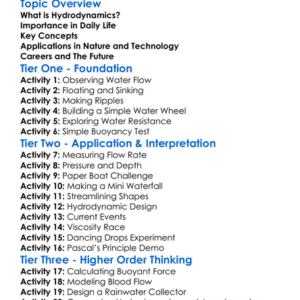 Hydrodynamics Worksheet Activity Booklet