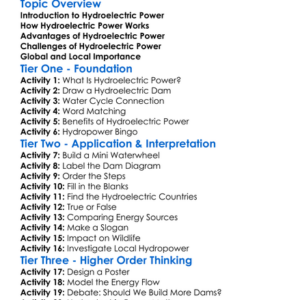Hydroelectric Power Worksheet Activity Booklet