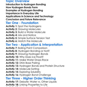 Hydrogen Bonding Worksheet Activity Booklet