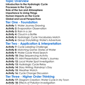 Hydrologic Cycle Worksheet Activity Booklet