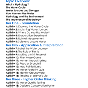 Hydrology Worksheet Activity Booklet