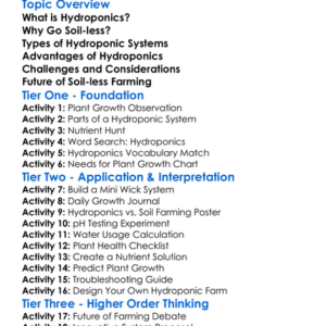 Hydroponics And Soil-Less Farming Worksheet Activity Booklet