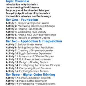 Hydrostatics Worksheet Activity Booklet