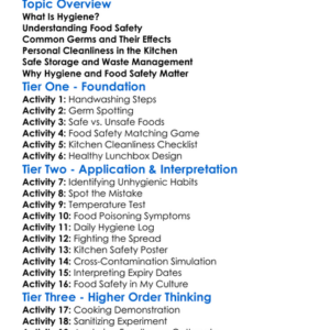 Hygiene And Food Safety Worksheet Activity Booklet