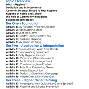 Hygiene And Sanitation Worksheet Activity Booklet