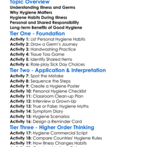 Hygiene During Illness Worksheet Activity Booklet