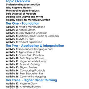 Hygiene For Menstruation Worksheet Activity Booklet