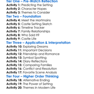 I Capture The Castle 2003 Worksheet Activity Booklet