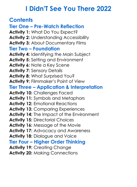 I Didnt See You There 2022 Worksheet Activity Booklet