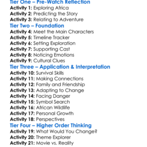 I Dreamed Of Africa 2000 Worksheet Activity Booklet