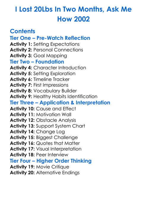 I Lost 20Lbs In Two Months Ask Me How 2002 Worksheet Activity Booklet