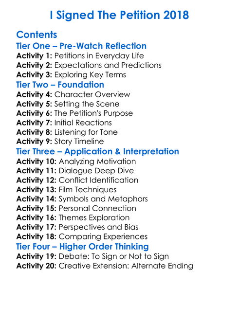 I Signed The Petition 2018 Worksheet Activity Booklet