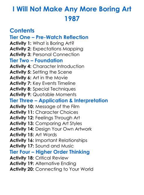 I Will Not Make Any More Boring Art 1987 Worksheet Activity Booklet