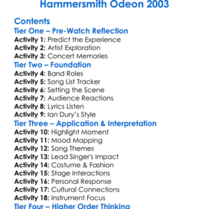 Ian Dury  The Blockheads Hold On To Your Structure Worksheet Activity Booklet