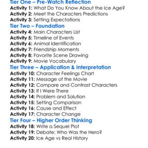 Ice Age 2002 Worksheet Activity Booklet