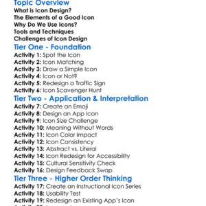 Icon Design Worksheet Activity Booklet