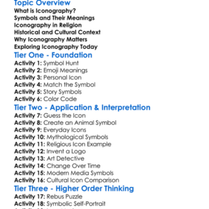 Iconography Worksheet Activity Booklet