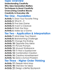 Idea Generation And Creativity Worksheet Activity Booklet