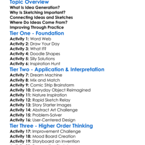 Idea Generation And Sketching Worksheet Activity Booklet