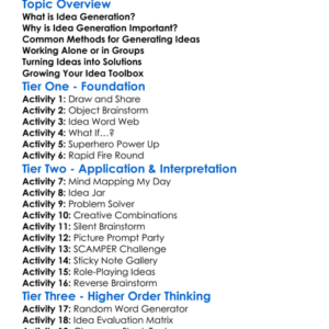Idea Generation Methods Worksheet Activity Booklet